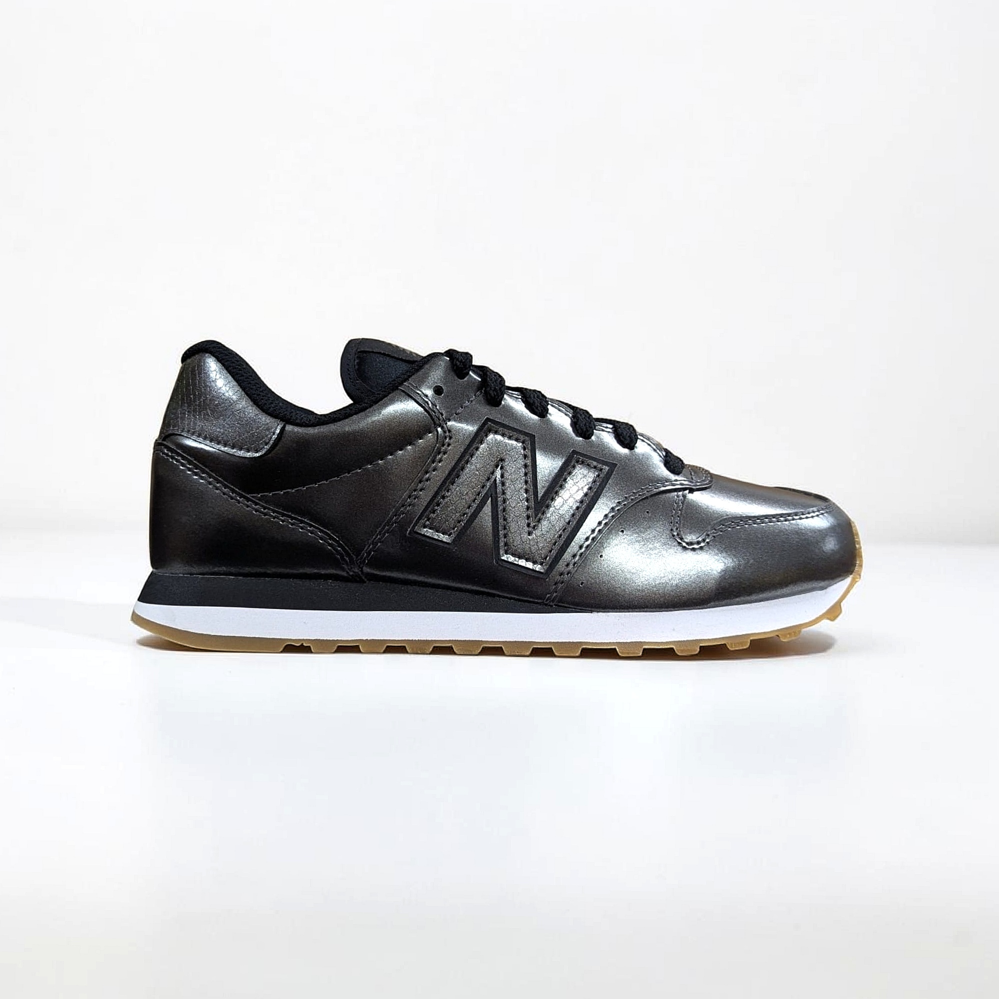 New Balance 500 GW500WR1 Damen-Sneaker – Metallic Silber-Schwarz