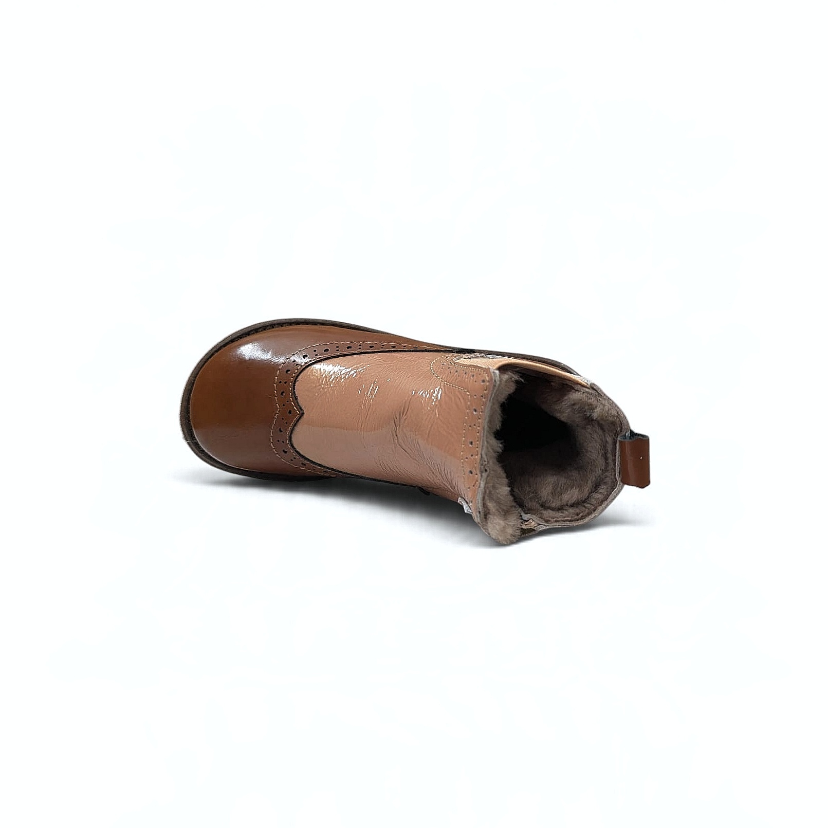 Bisgaard Mace Kinder Winterstiefel – Cognac Patent mit Lammfell