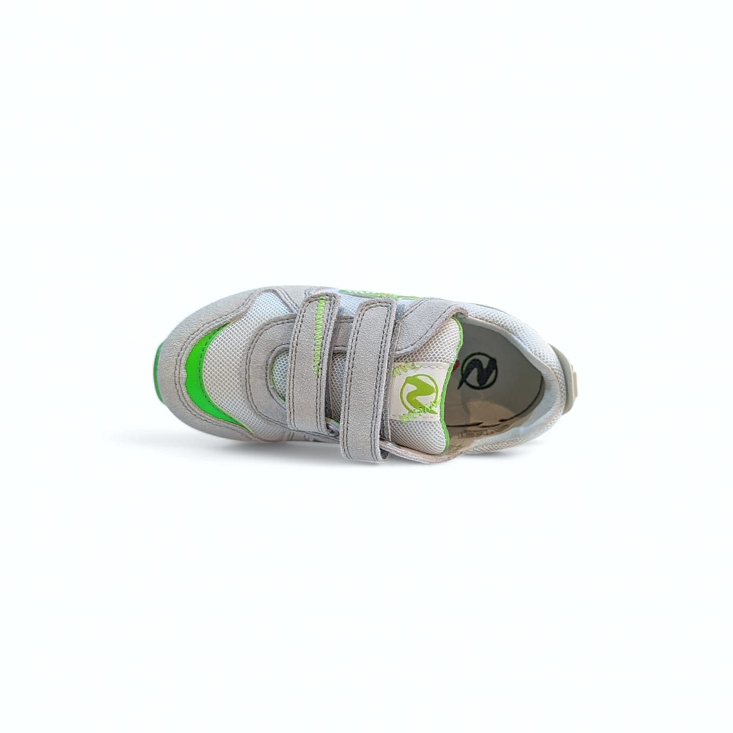 NATURINO Crunch VL Velour Kinder Sneaker | Bianco-Verde Fluo