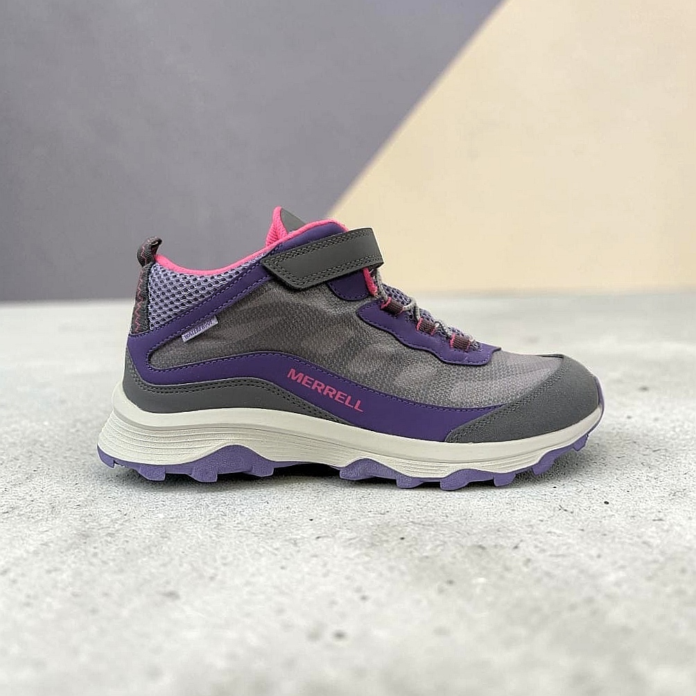Merrell Moab Speed Mid A-C Waterproof Mädchen Wanderschuhe - Grey-Pink-Purple