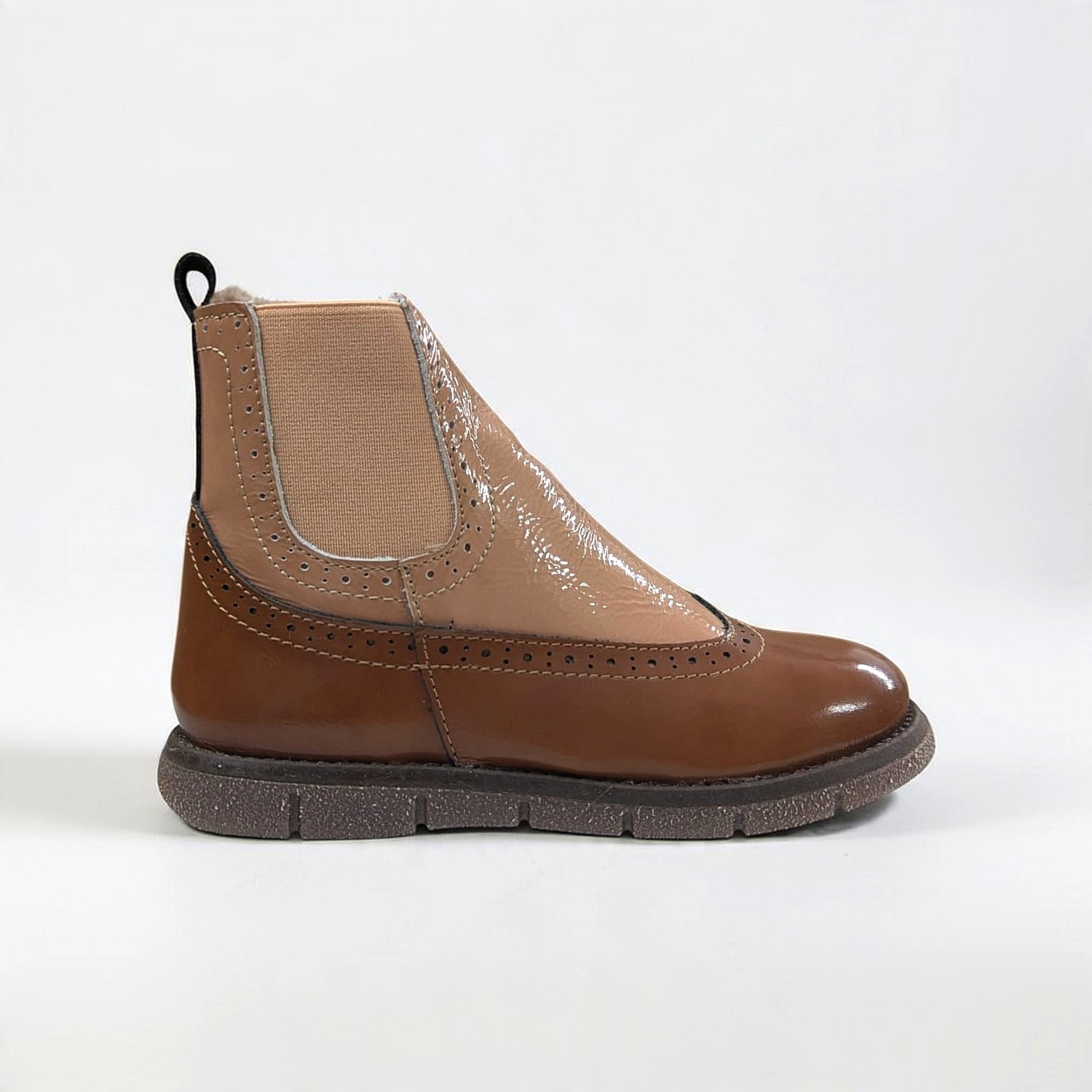 Bisgaard Mace Kinder Winterstiefel – Cognac Patent mit Lammfell