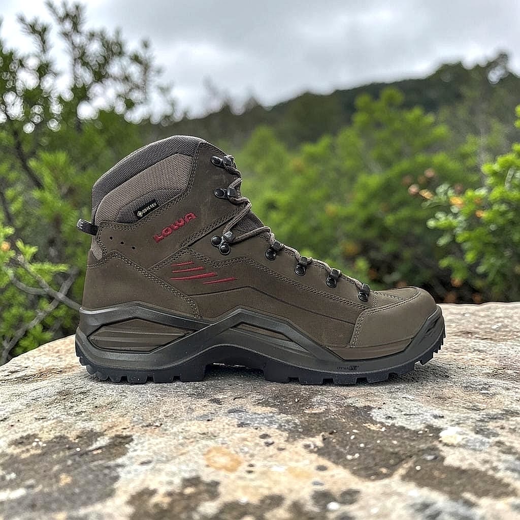 LOWA Renegade EVO GTX Mid Herren Wanderschuh Stein-Rothholz