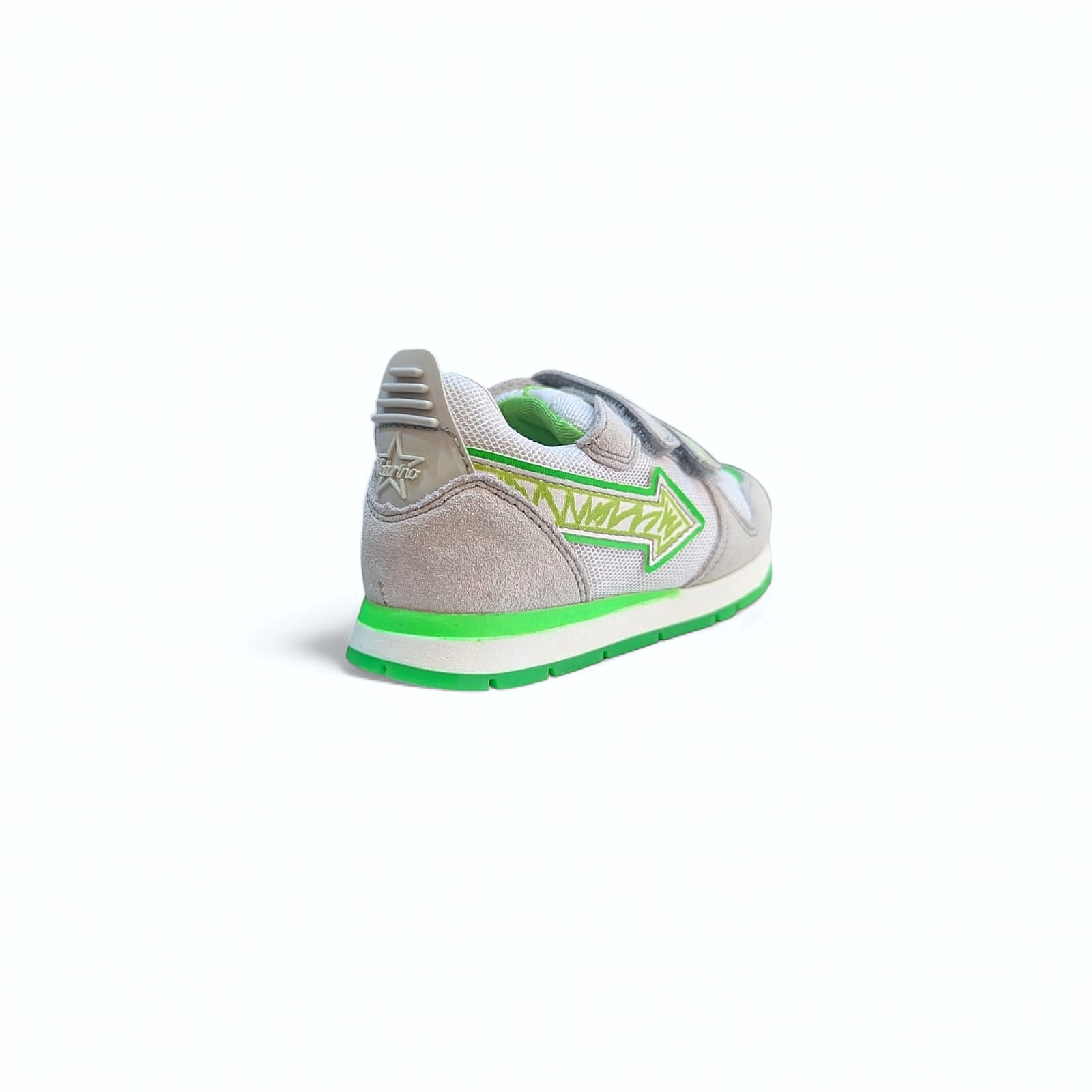 NATURINO Crunch VL Velour Kinder Sneaker | Bianco-Verde Fluo