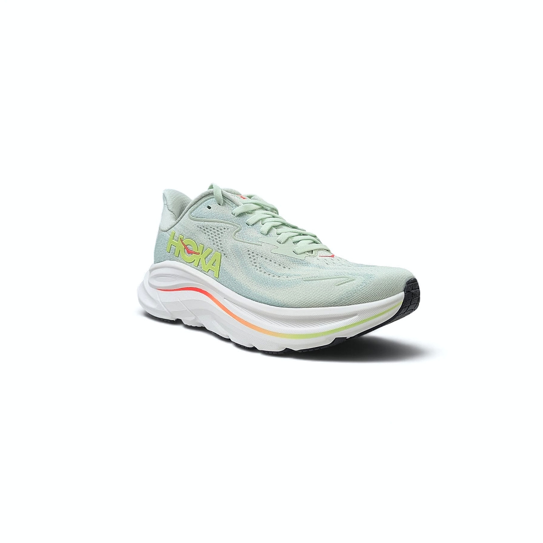 HOKA Clifton 10 Damen Laufschuhe Sea Glass - Neon Flame
