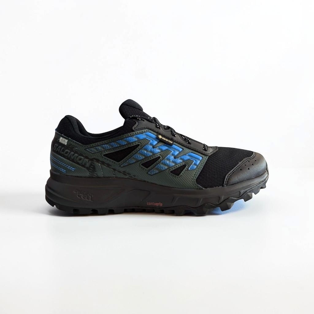 Salomon Wander Gtx Herren Wanderschuhe Black . Darkest Spruce. Ibiza Blue