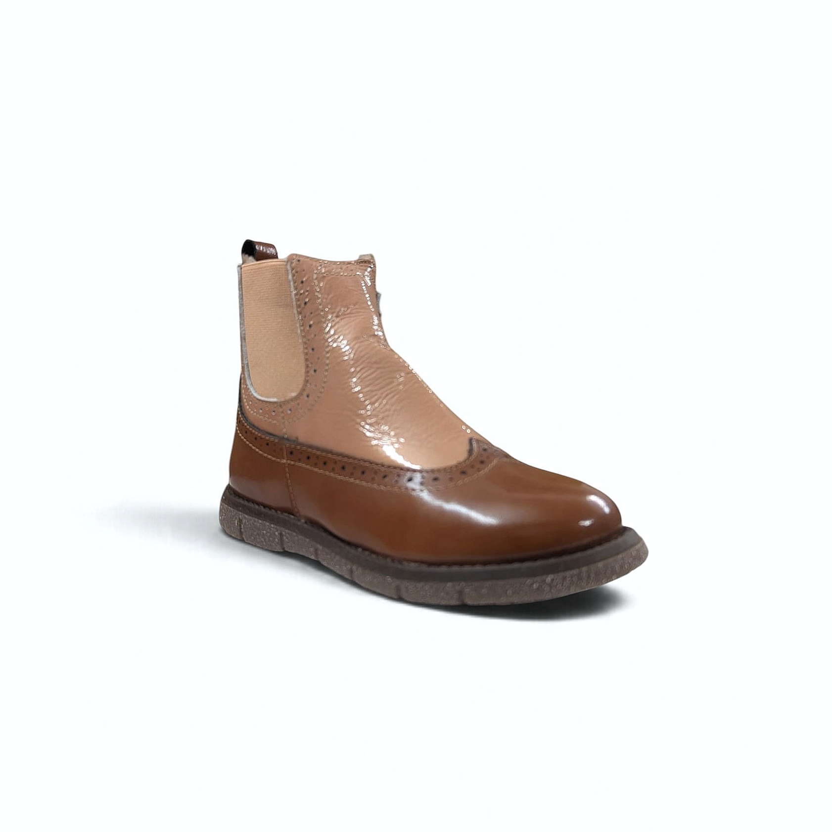 Bisgaard Mace Kinder Winterstiefel – Cognac Patent mit Lammfell